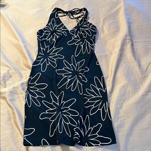 Kenneth Cole Black and Cream Halter Dress